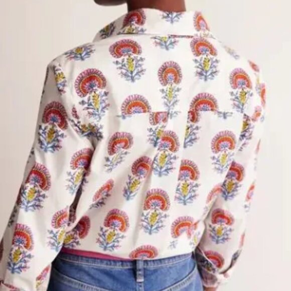 Boden Sienna Cotton Button Down Ivory Passion🌺 Bud Floral Shirt 10 - Picture 2 of 7